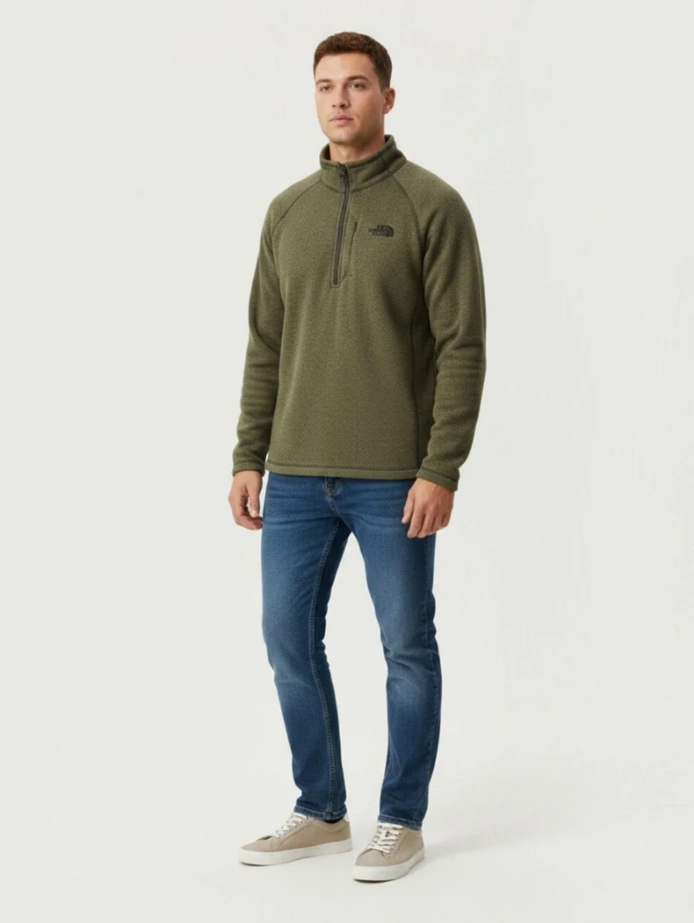 The North Face Green 1/2 Zip Heavy Knit Sweater Fleece Pullover Jacket Men's XXL